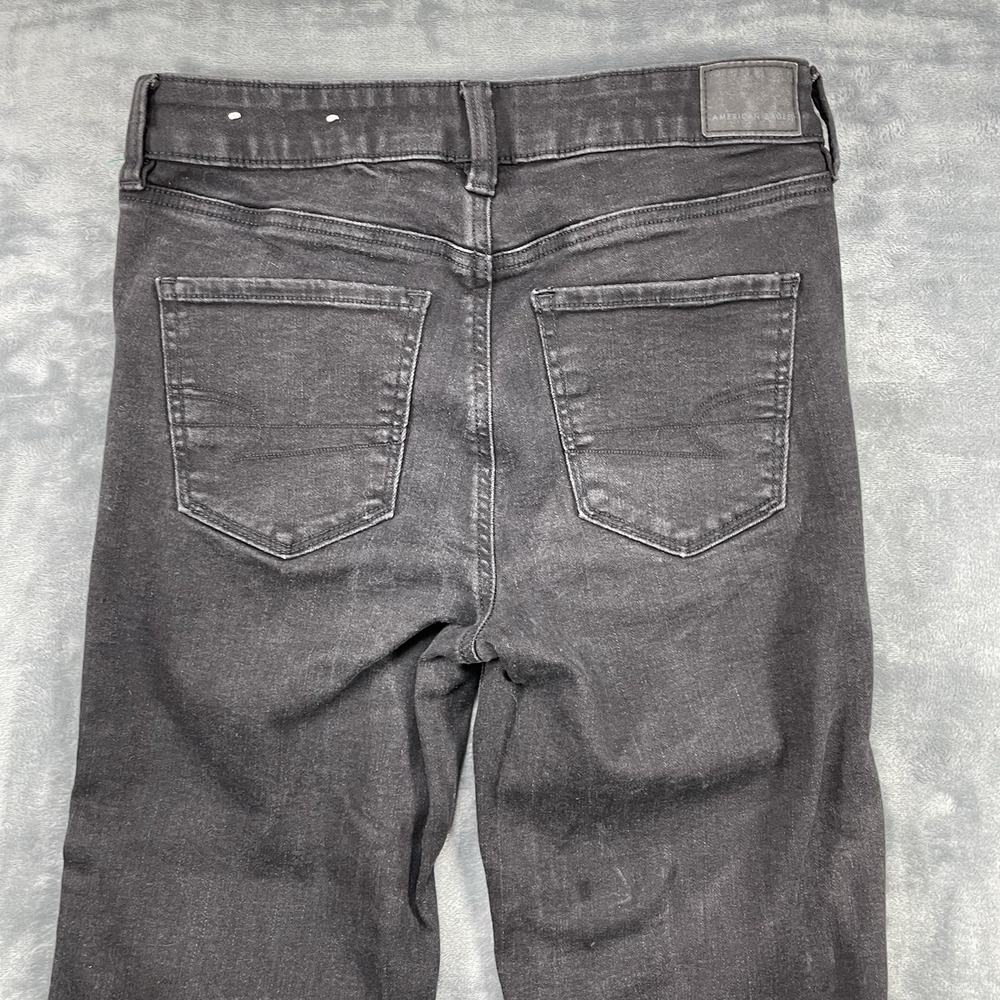 American Eagle Jeans Womens 8 Short Festival Flare Low Rise Black Button Fly - Picture 6 of 10